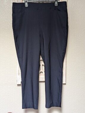 Chico's Womens Navy High Rise Flat Front Straight Leg Ankle Pants Sz 3R US 16R